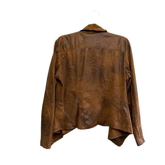 Inc International Concepts Faux Leather Asymmetrical Cape Jacket Large Brown - Picture 7 of 7
